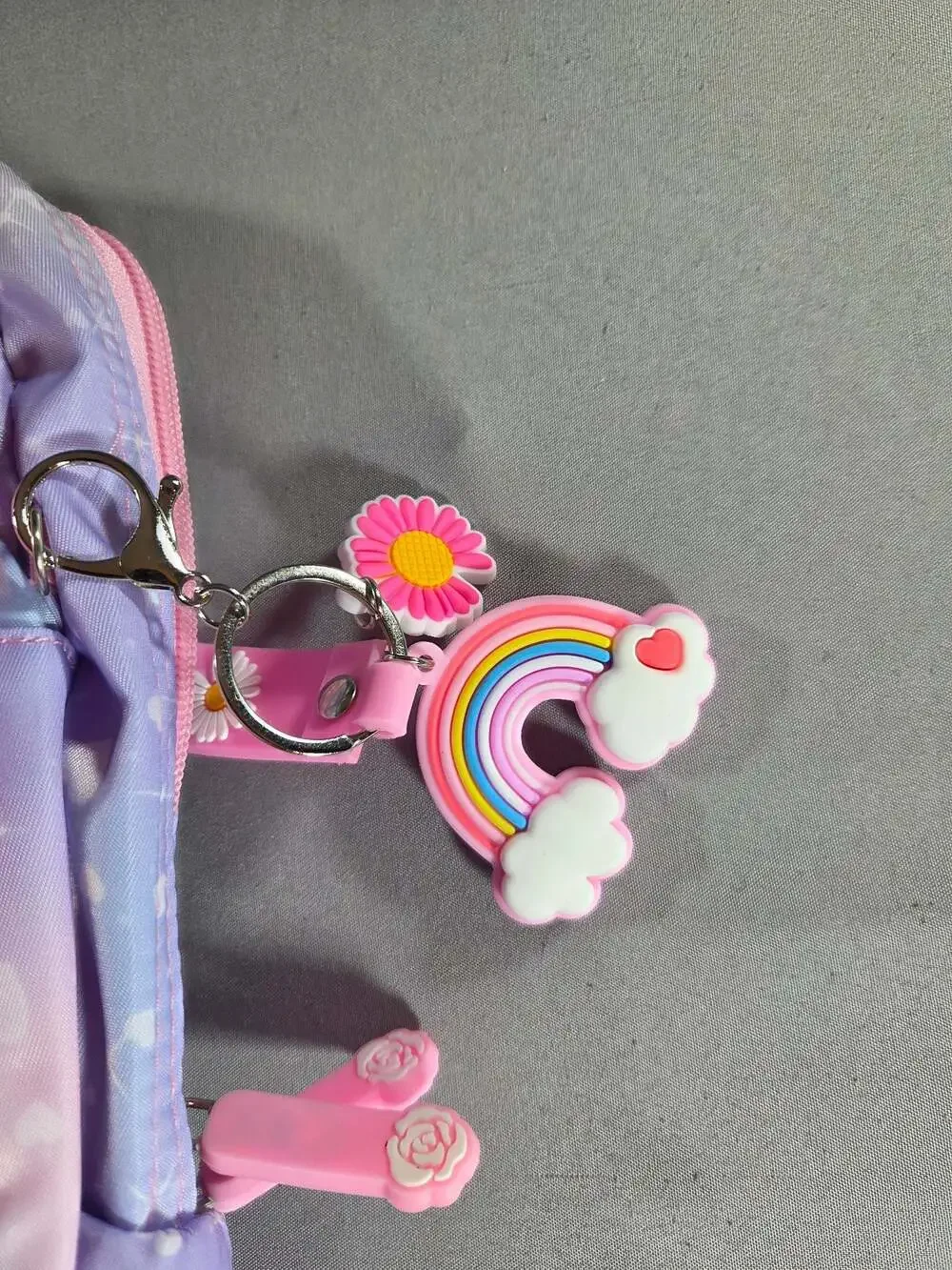 KiddoBack Girls Elementary School Backpack with Rainbow and Heart Pattern